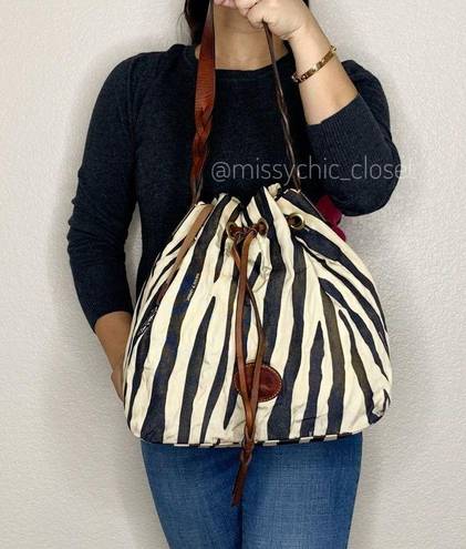 Dooney & Bourke  Vintage Zebra Print Drawstring Bag