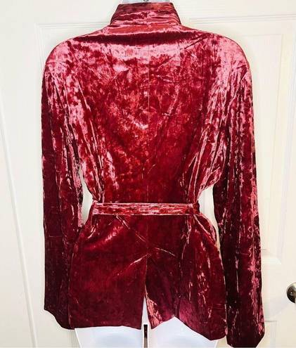 Modcloth  Smoldering Smoking Jacket Crushed Velvet Tie Red Velvet Pink M