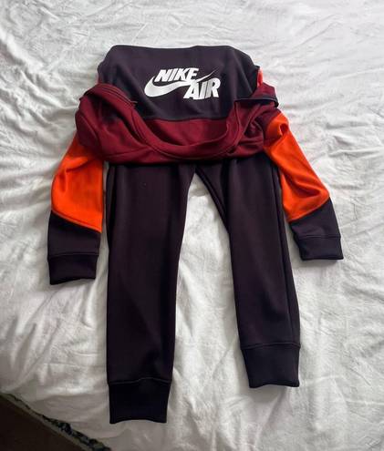 Nike Qsport burgundy orange color lock sweatsuit zip up jumpsuit XS