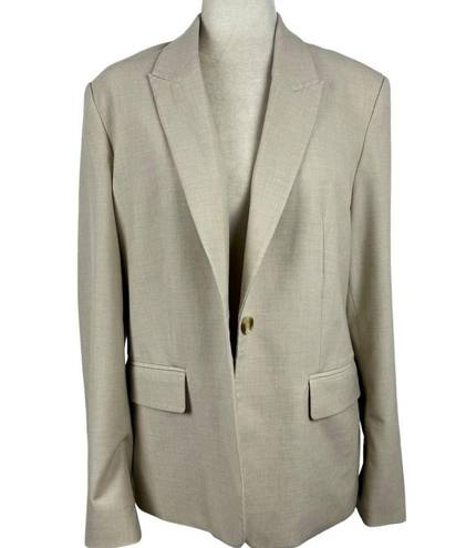 Oak + Fort  Oatmeal Oversized Single Breasted One Button Blazer Flap Pocket SZ M