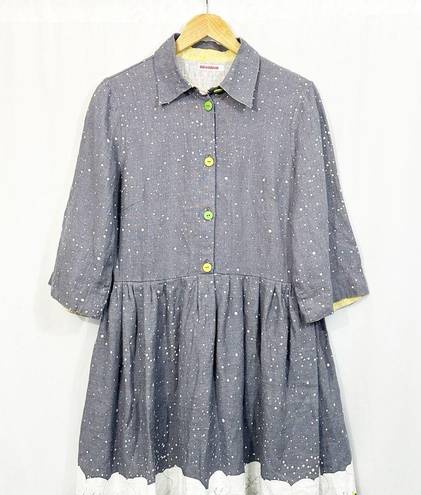 Krass&co BRYONY . Half Button Down Collared Pleated Story Book Linen Dress