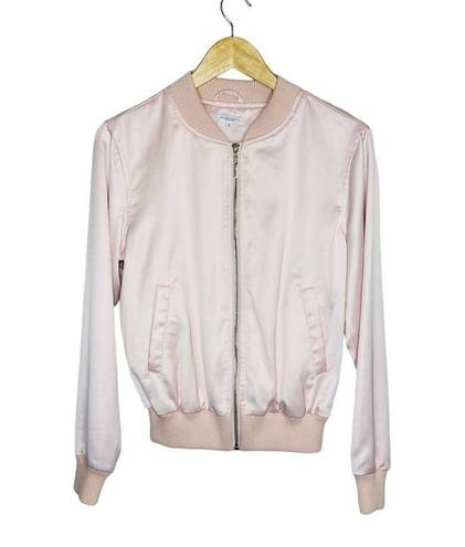 Mistress Rocks  Boss Lady Pink Satin Bomber Jacket Size Small