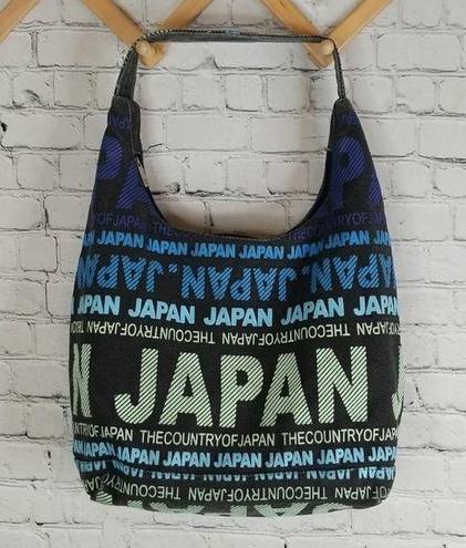 Robin Ruth "JAPAN"  Fabric Purse Tote Zip Closure Black Blue