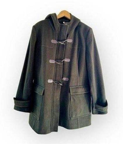 Pendleton  Merino Wool Hooded Car Coat Shacket, Olive Green & Toggle Close sz. 18