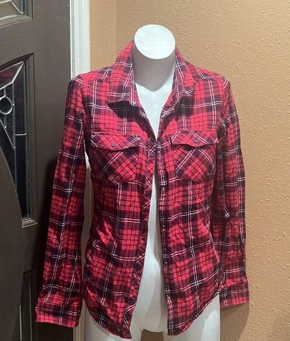 Roxy  red plaid button up collared shirt