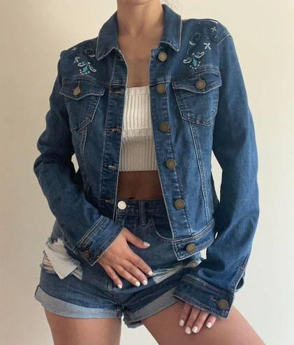 Romeo + Juliet Couture Blue Embroidered Denim Jacket 