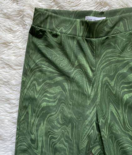 Good American Pants Mesh Bootcut Swim Cover-Up Retro in Pesto Swirl Green Sz 1