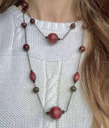 American Vintage Vintage “Rosalie” Burgundy Beaded Necklace Statement Maximalist Red Purple