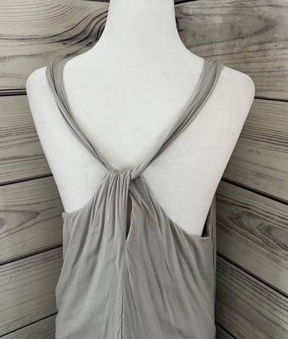 James Perse Grey Twist Back V Neck Midi Length Dress