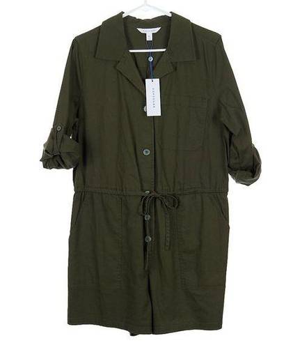 Popsugar  Button Front Romper Green XL NWT