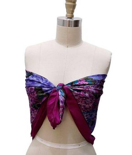 Bill Blass Vintage  Silk Floral Scarf Magenta Purple Flower Printed