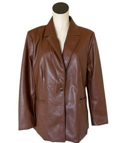 Marc New York NWT  ANDREW MARC FAUX LEATHER ONE BUTTON BLAZER JACKET LARGE