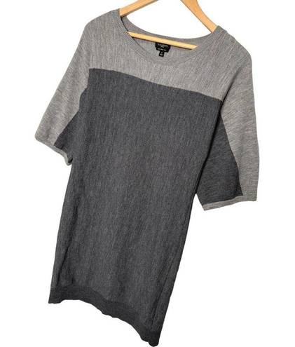 Talbots  Merino Wool Sweater Womens Color Block Sweater Dress Gray Petite S