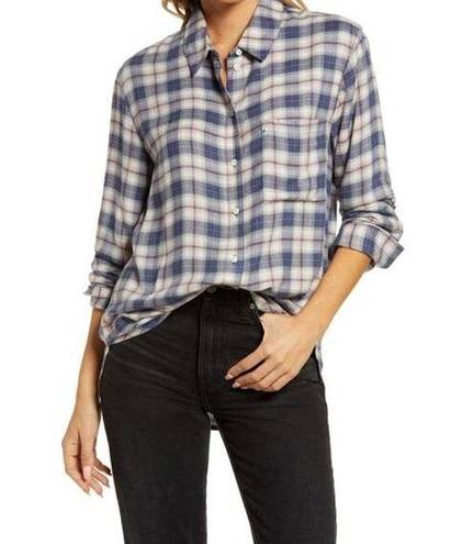 Treasure & Bond  Flannel Plaid Boyfriend Button Down Shirt Women's Size XXS