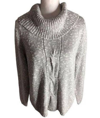 Sag Harbor  Missy Grey Metallic Turtleneck Pullover Long Sleeve Sweater