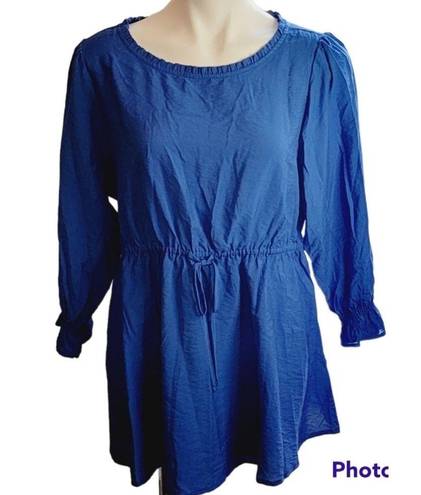 Isabel Maternity  ROYAL BLUE FRONT TIE LONG SLEEVE BLOUSE TOP L