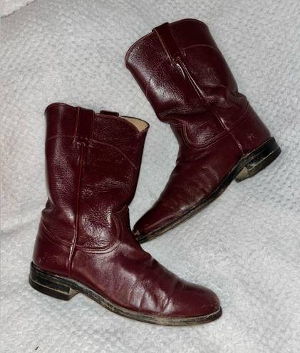 Justin Boots Vintage  Dark Red Leather sz 7.5