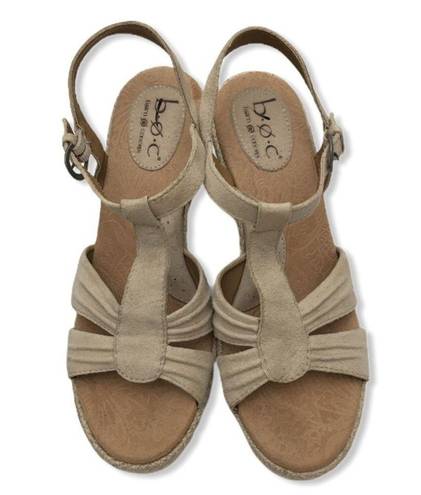 Born concept b.o.c  Beige T-Strap Suede Wedge