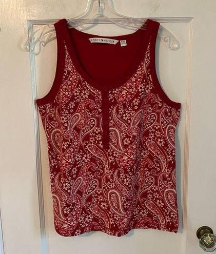 Tommy Hilfiger  XLarge Cranberry Paisley Tank with Buttons in front
