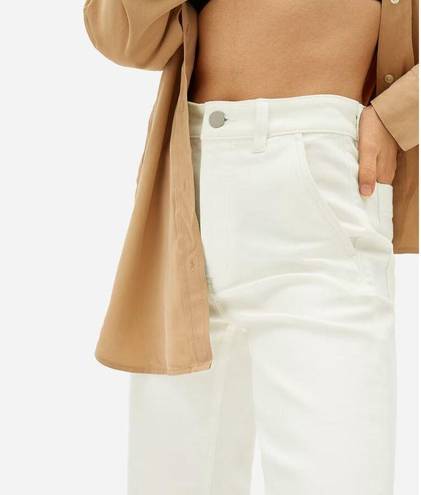 Everlane  The Straight-Leg Twill High-Rise Crop Ankle White Pant Bone Size 0