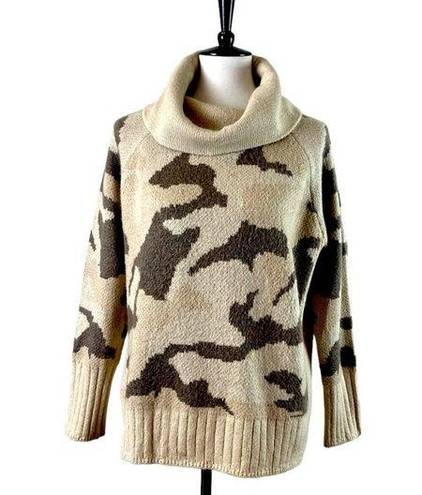 Sweet & Sinful  Sweater Turtleneck Heavy Knit Cream Camo Women’s Size Large