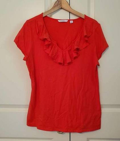 Isaac Mizrahi  Live Red Ruffle Shirt Blouse