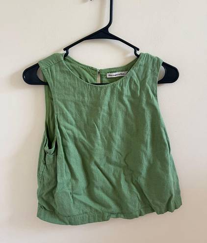 Abercrombie & Fitch Women’s  Green Linen-Blend High-Neck Sleeveless Top