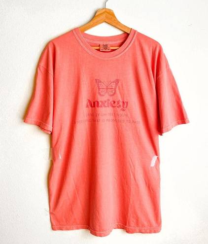 New Comfort Colors Short Sleeve Anxiety Graphic T-Shirt Salmon Color Size XL