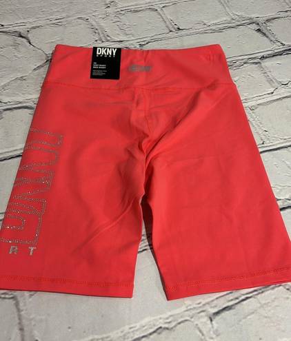 DKNY NWT  Women's High Waist Rhinestone Logo Bike Short Size XS.