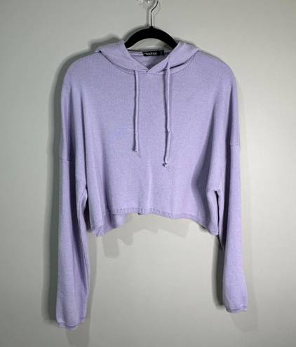 Boohoo Violet Cropped Hoodie Knit  