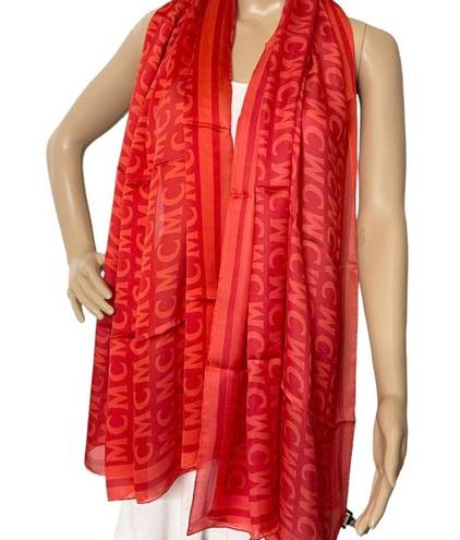 MCM  Silk Logo Ruby Red Summer Scarf Shawl