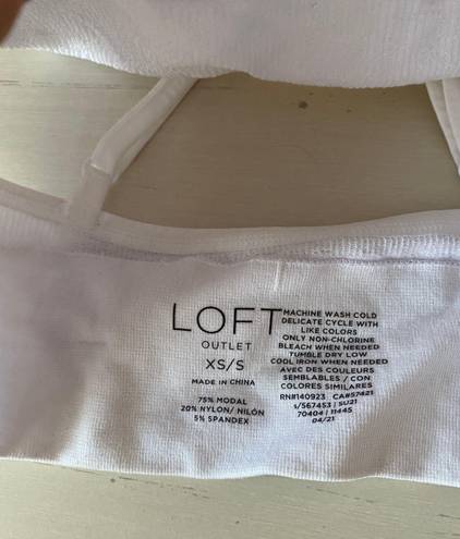 Loft NWOT The  white ribbed racer back bralette / crop top