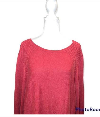 J.Jill  Brick Red Knit Long Sleeve Midi Dress Size XL