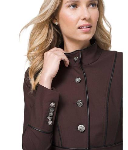 White House | Black Market WHBM Faux Leather-Trim Military Coat