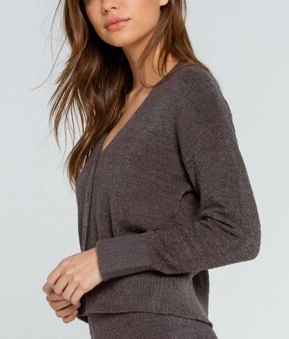 Full Tilt Cozy Button Womens Cardigan - Charcoal