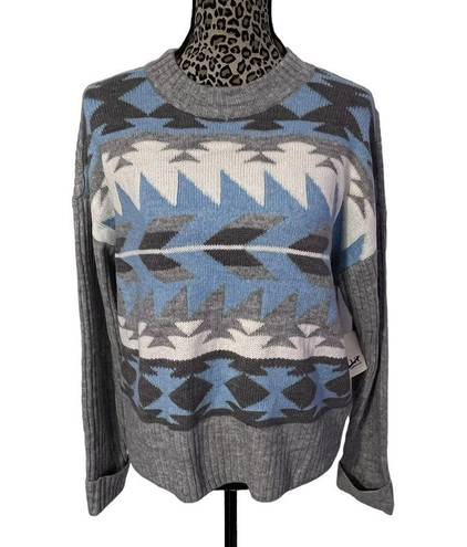 a.n.a  Aztec Print Blue/White Crew Neck Sweater Medium NWT
