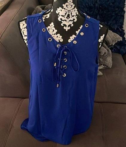 Carmen Marc Valvo  Royal Blue Tank Blouse Size Medium