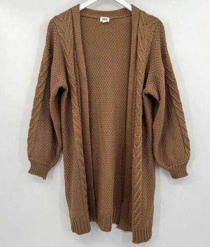 BKE  Buckle Cable Stitch Knit Pecan Brown Long Open Cardigan Sweater Size Large
