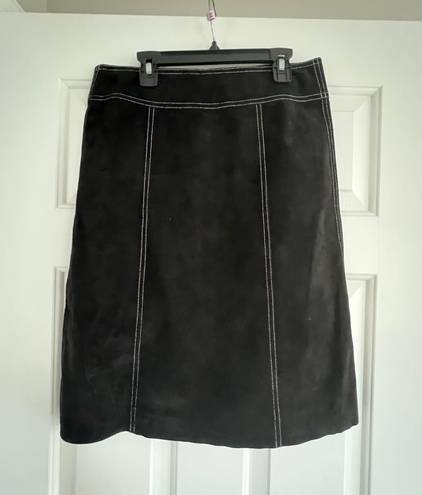 Theory Vintage Suede Black Button Skirt