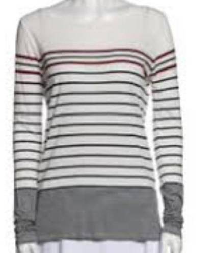 Vince  Multi Striped Long Sleeve Bateau Neck Tee Size M