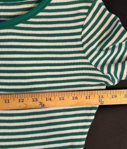 Jasmine & Ginger  Women’s Green White Striped Long Sleeve Henley Size medium