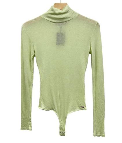 n:philanthropy  Brooke Turtleneck Bodysuit in Chartreuse Evening Blue size S NWT