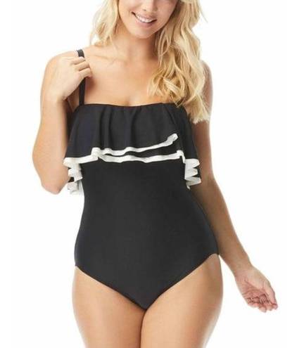 Coco reef  Contours Black & White Tummy-Control One Piece Swimsuit Size 10 34D