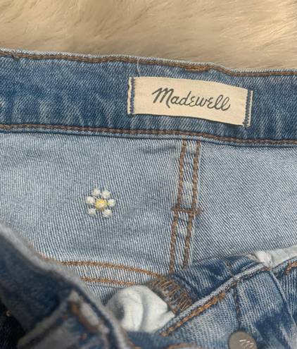 Madewell Classic Straight Jeans: Daisy Embroidered Edition Size 28