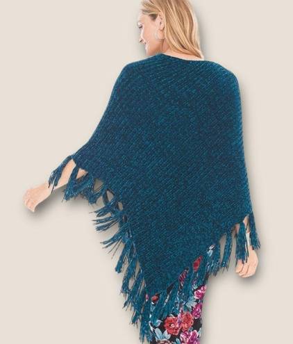 Chico's Chico’s Chenille Fringe Poncho Turquoise One Size