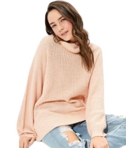 American Eagle  Outfitters Oversized Peach Mock Neck
Sweater(Size XS)