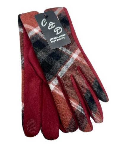 Women’s C&D Red & Black Plaid Driving Gloves