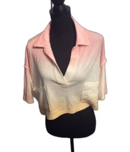 Vintage Havana New NWT  Cropped Terry Cloth Ombre Pink Yellow OVERSIZED Small