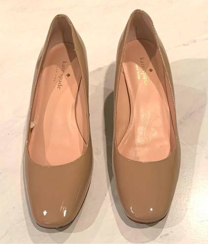 Kate Spade  Kylah Patent Block Heels Nude Square Toe