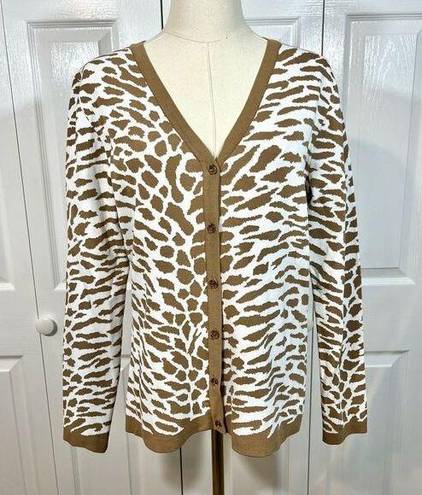 Dialogue  Animal Print Cardigan Sweater